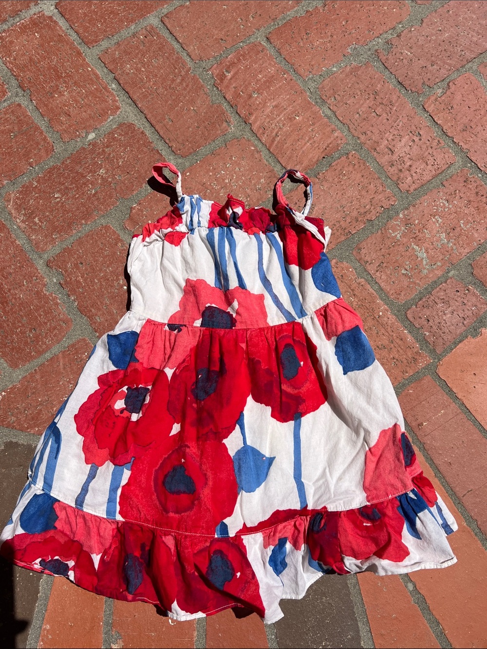 GAP White Dress with Red & Blue Floral Print